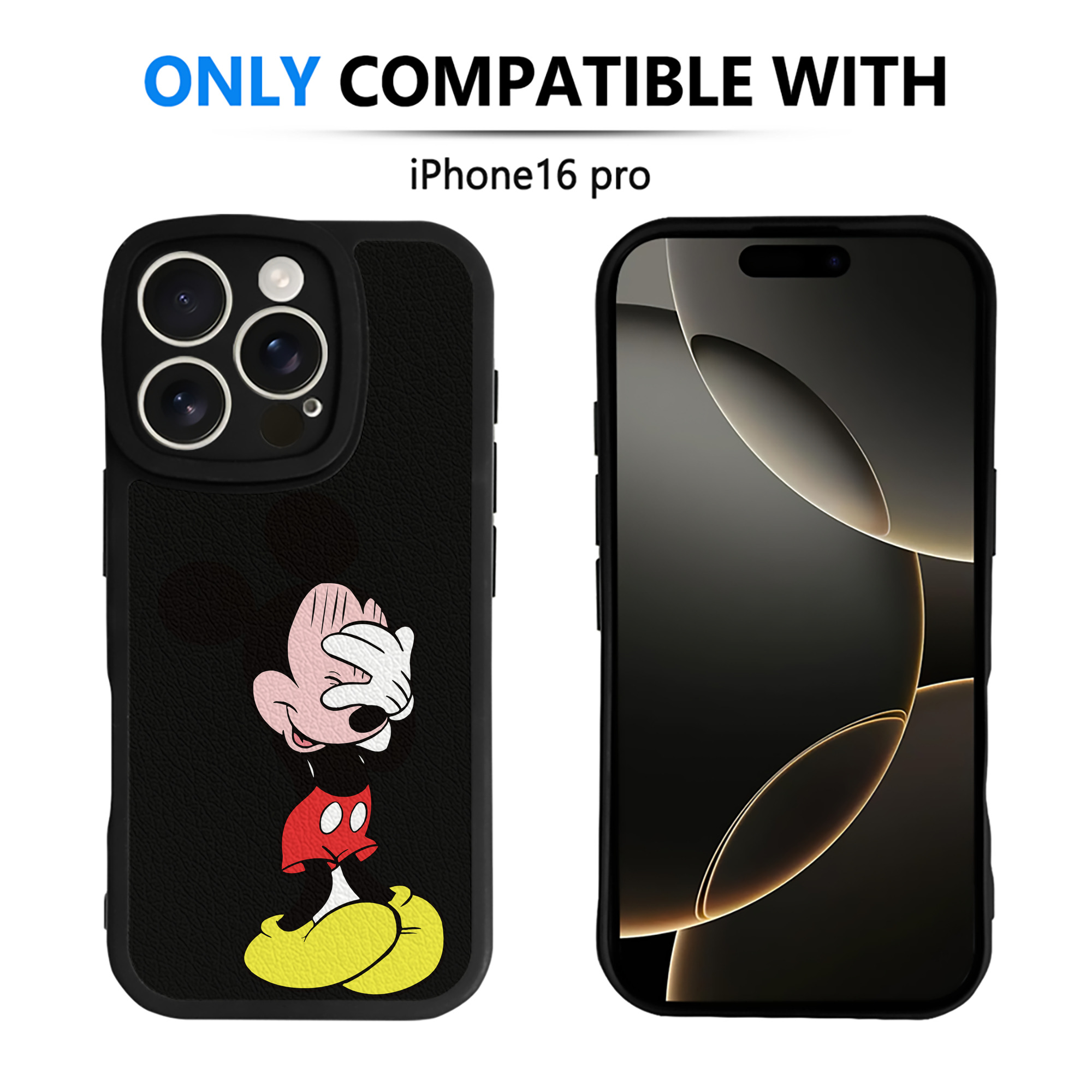 （画像用） ミッキーマウス Mickey Mouse 【iPhone 16シリーズ対応】シリコンスマホケース（レザー調） 材質：シリコン